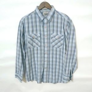 Levis L Mens Blue Green Plaid Shirt